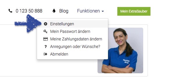 Mein ExtraSauber Einstellungen - Funktionen